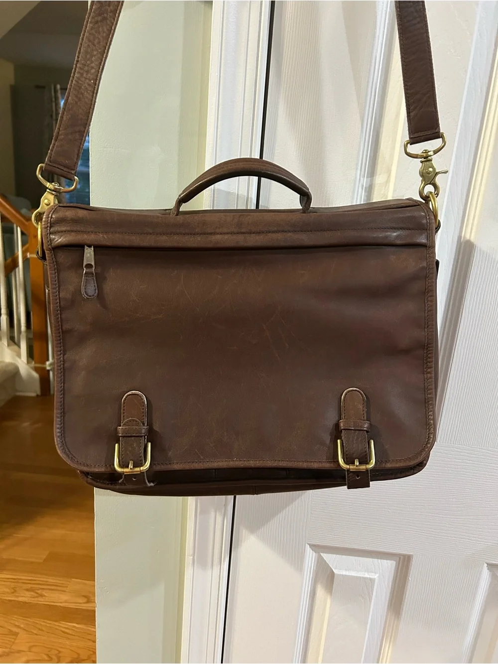Vintage COACH Brown Leather Messenger Bag for Men